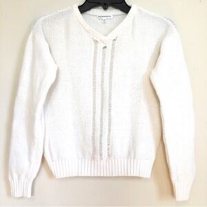 NOWADAYS White 100% Cotton V-neck Cropped Sweater